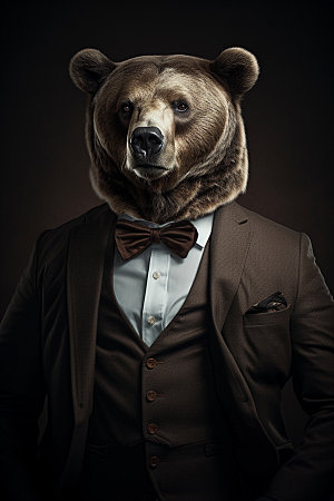 西装棕熊企业文化拟人素材