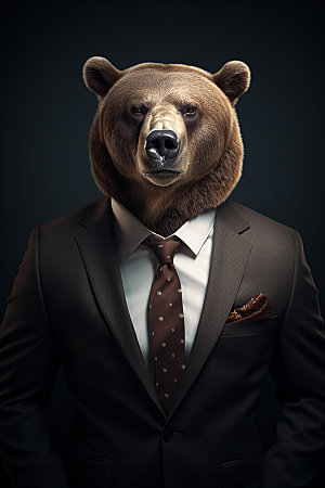 西装棕熊企业文化商务素材