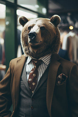 西装棕熊创意办公素材
