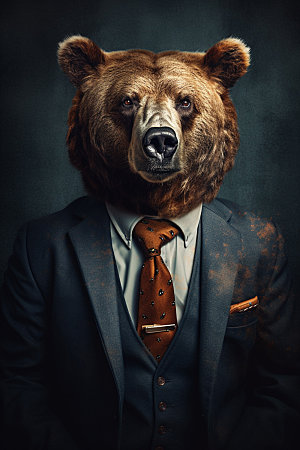 西装棕熊办公创意素材