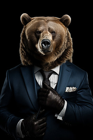 西装棕熊成功人士动物素材