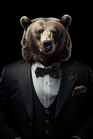 西装棕熊办公动物素材