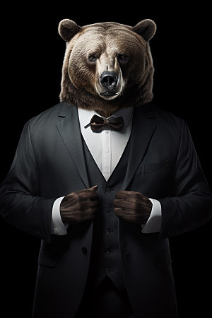 西装棕熊拟人领导素材