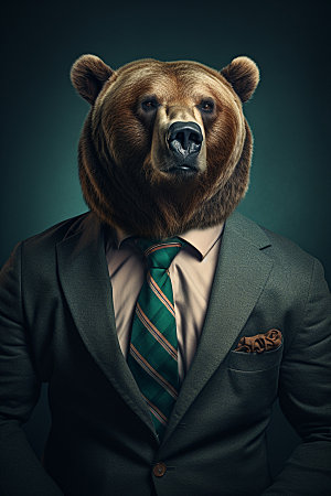西装棕熊商务办公素材