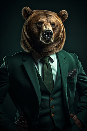 西装棕熊商业创意素材