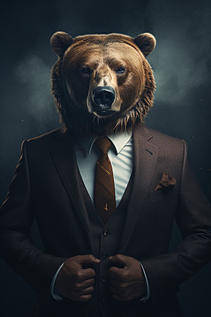 西装棕熊办公企业文化素材