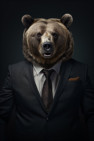 西装棕熊创意商务素材