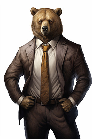 西装棕熊商业商务素材