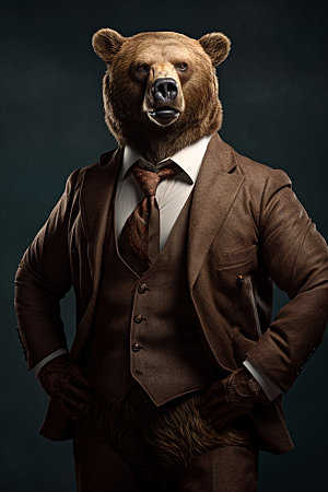 西装棕熊成功人士商务素材