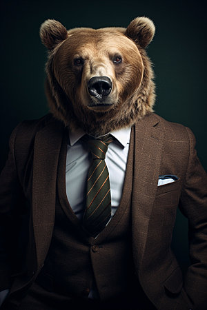 西装棕熊拟人商业素材
