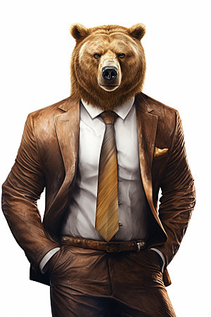 西装棕熊商务商业素材