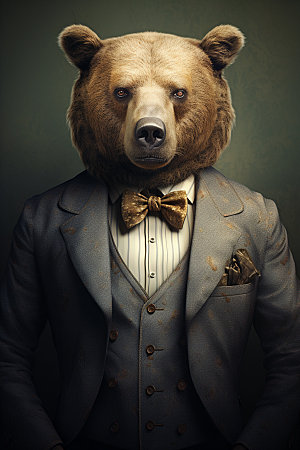 西装棕熊创意企业文化素材