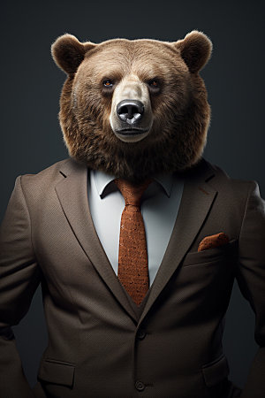 西装棕熊商务创意素材