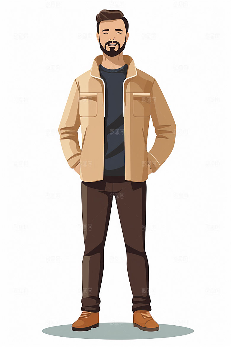 扁平风男性双手插兜矢量元素