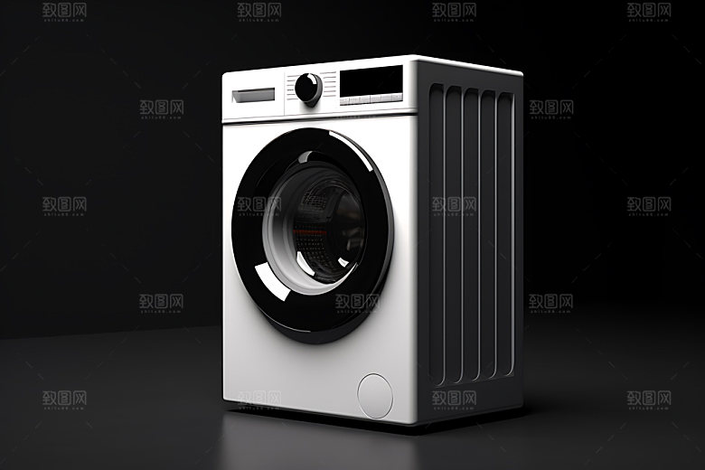 洗衣机洗衣服模型效果图