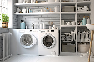洗衣机洗衣服家电效果图