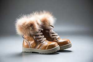 雪地靴鞋类保暖摄影图