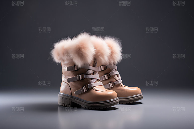 雪地靴高清皮毛靴摄影图