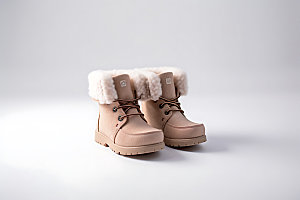 雪地靴皮毛靴保暖摄影图