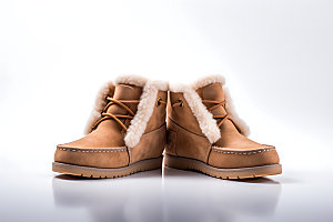 雪地靴鞋类皮毛靴摄影图