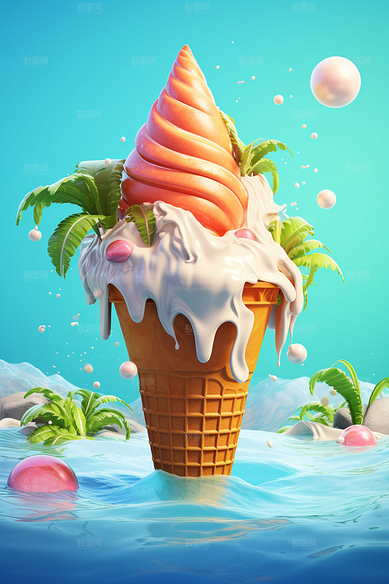 雪糕蛋筒3D模型