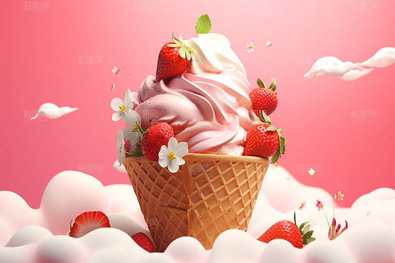 雪糕甜点夏天模型