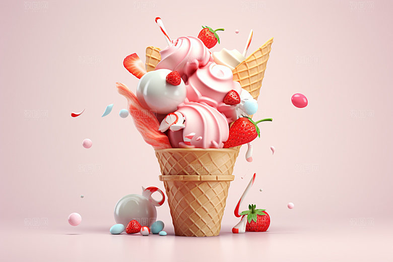 雪糕夏日3D模型
