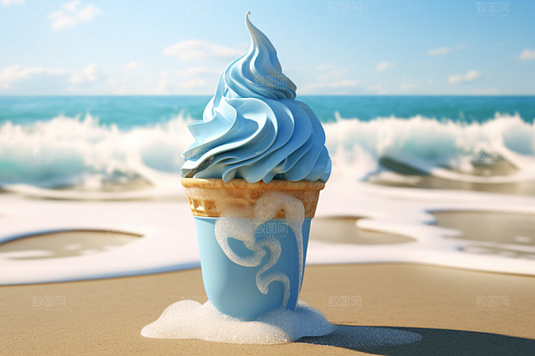 雪糕蛋筒夏日模型