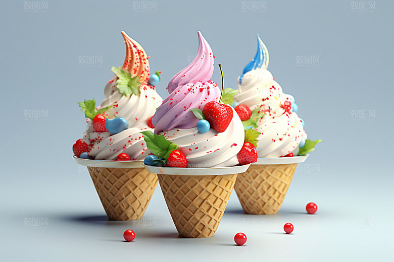 雪糕3D甜筒模型