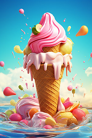 雪糕冰淇淋零食模型