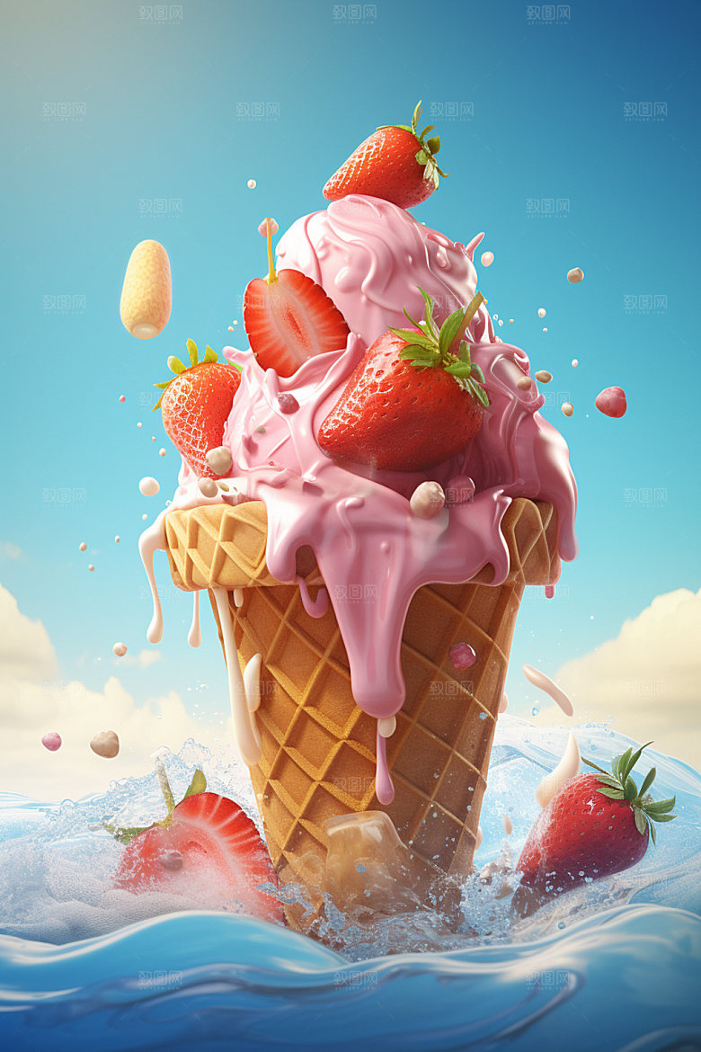 雪糕夏天夏日模型