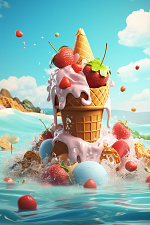 雪糕夏日冰淇淋模型