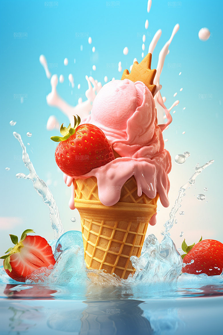 雪糕夏天零食模型