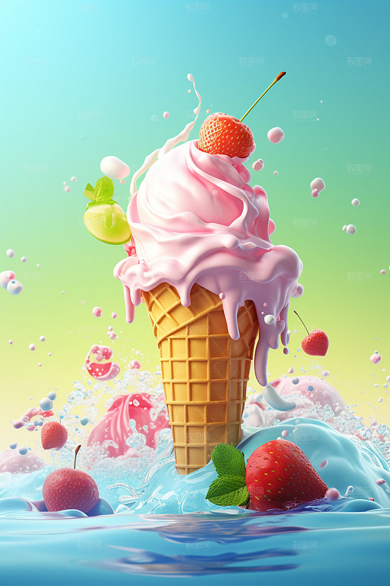 雪糕冰淇淋夏日模型
