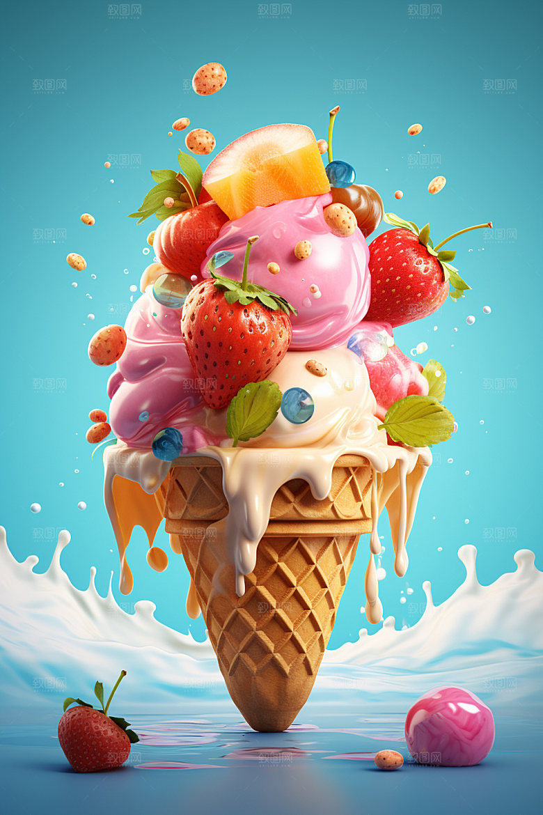雪糕夏日3D模型