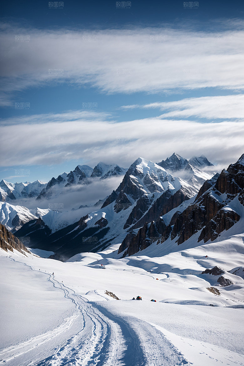 雪山顶峰高山摄影图