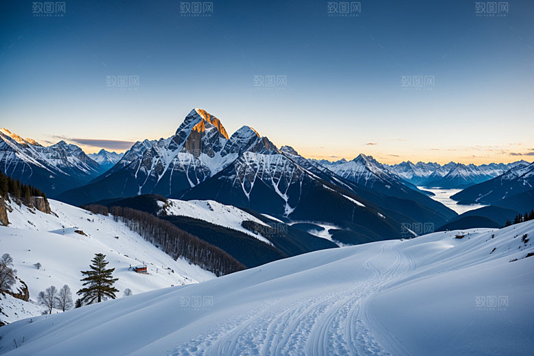 雪山风景雪峰摄影图