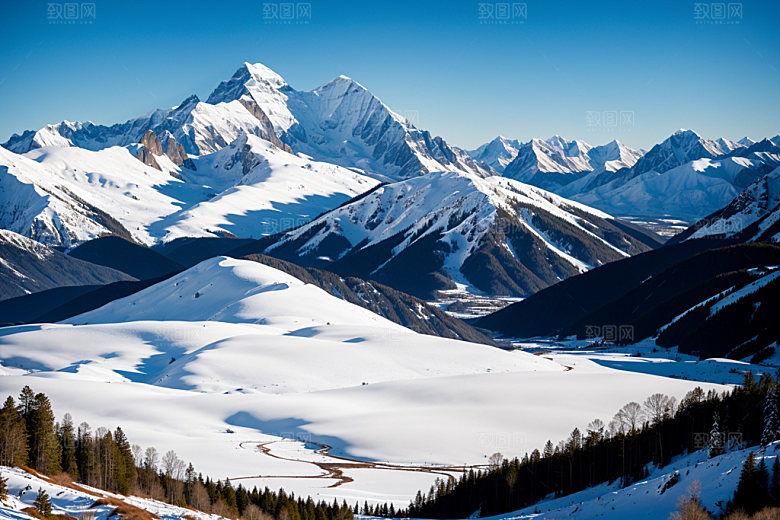 雪山自然风景摄影图