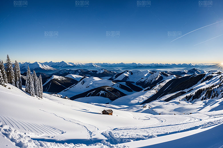 雪山高山顶峰摄影图