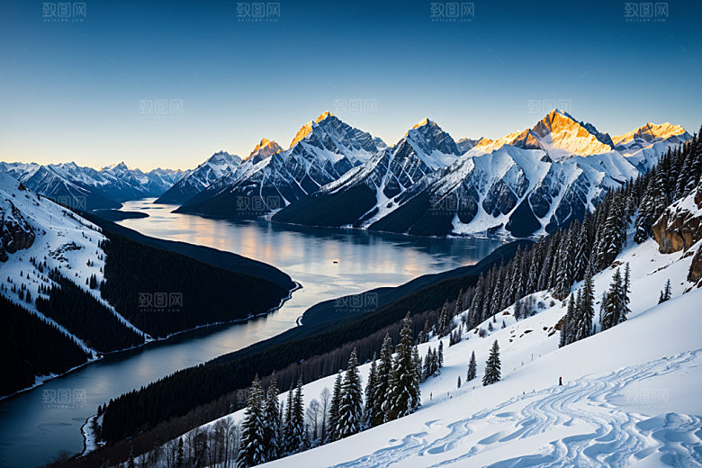 雪山自然顶峰摄影图