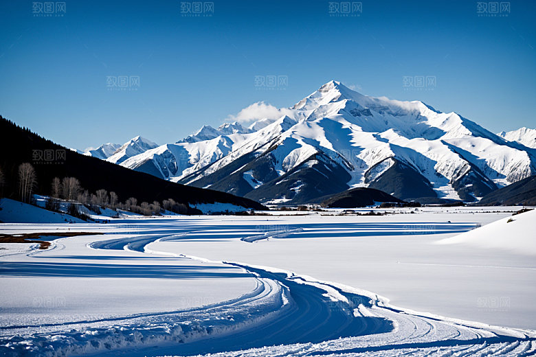 雪山雪峰风光摄影图