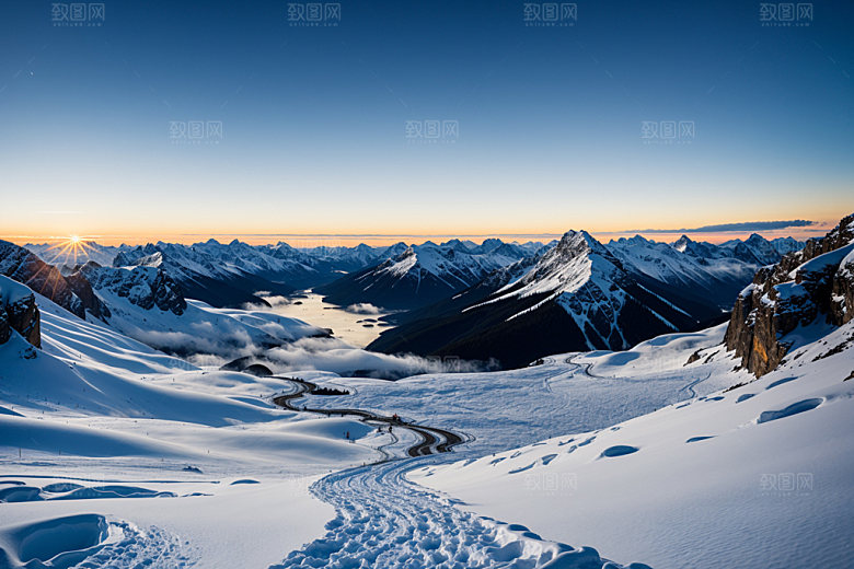 雪山风景顶峰摄影图