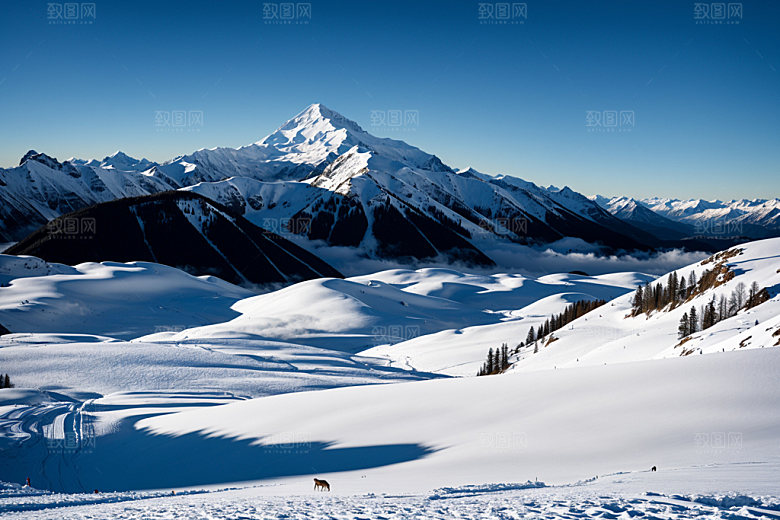 雪山雪峰风景摄影图
