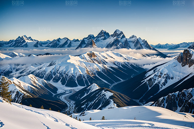 雪山顶峰高海拔摄影图