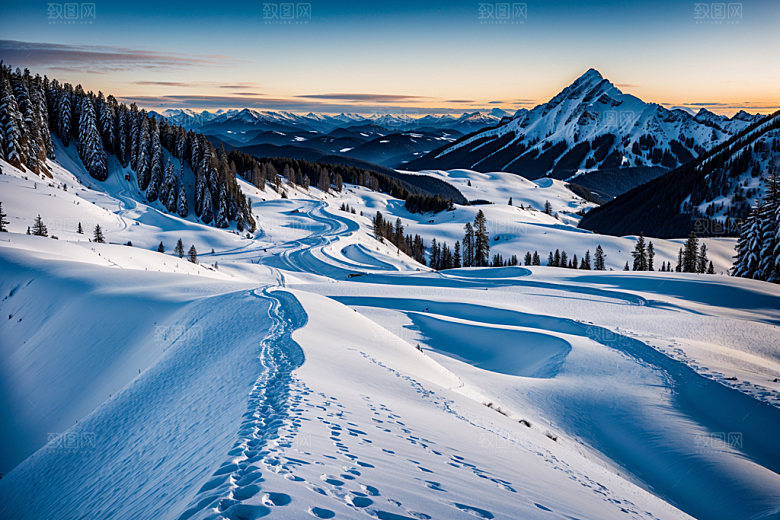 雪山顶峰高清摄影图