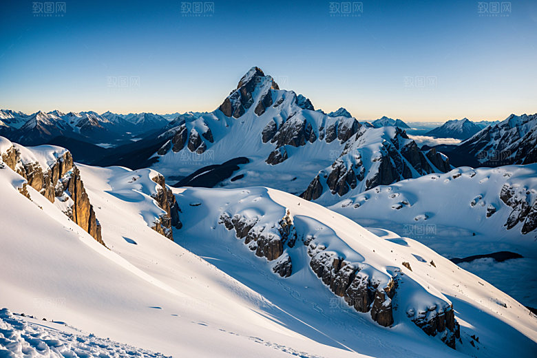 雪山高海拔顶峰摄影图