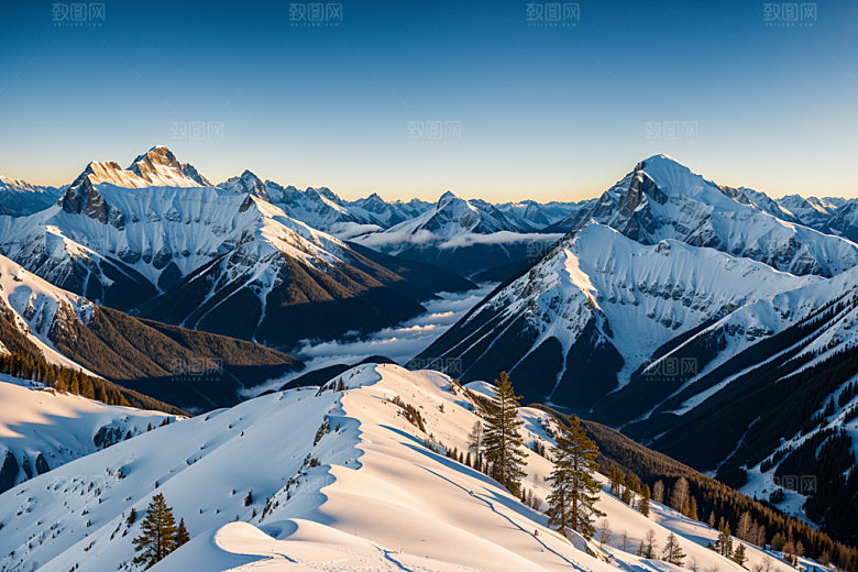 雪山顶峰雪峰摄影图
