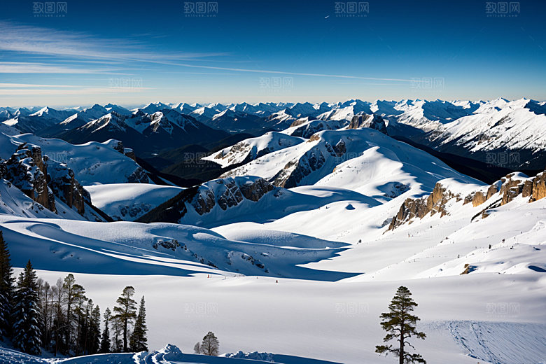 雪山高山顶峰摄影图