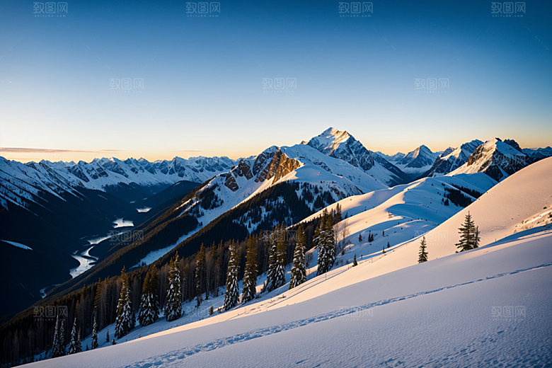 雪山风景雪峰摄影图