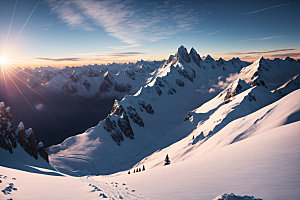 雪山自然风景摄影图